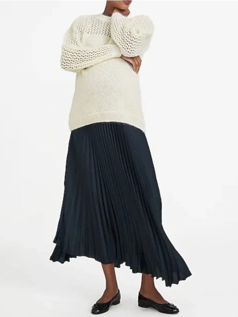 Hatch Women’s Maternity Black Pleated Lagenlook Minimalist‎ Maxi Skirt Size 0